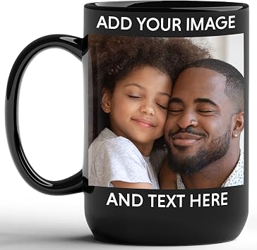 GotPrint Custom Photo Mug, Personalized Gifts, Upload Picture and Text, Company Logo, Name, Customized Gift Idea,Taza Personalizada, Customizable Ceramic Coffee Cup, Black, 15 Oz
