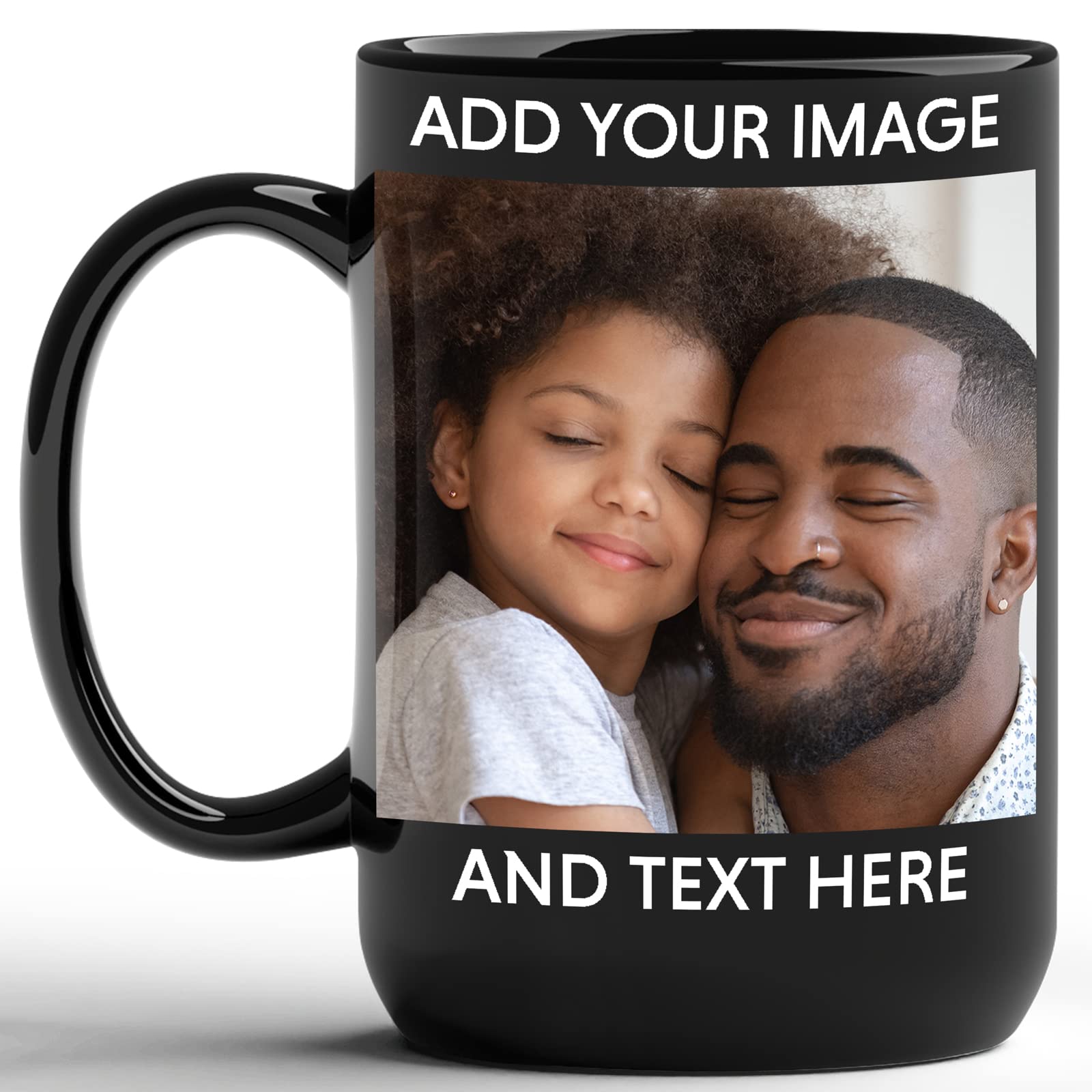 GotPrint Photo Mug, Custom Design, Upload Image, Text, or Logo, Ceramic Coffee Cup, Taza Personalizada, Unique Gift Idea for Men, Women, Birthday, Anniversary, Holidays, Black, 15 Oz