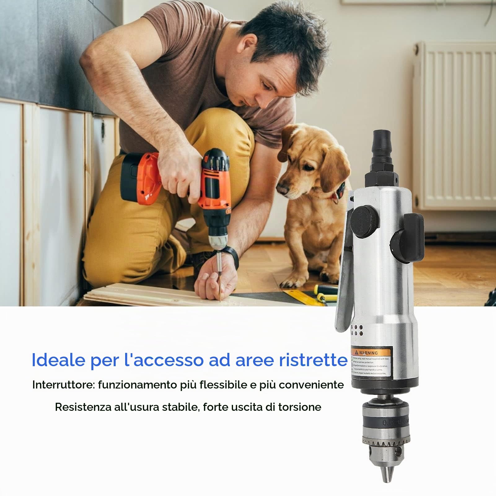Fyearfly Trapano Pneumatico, 3/8" ad Aria Compressa, 2200 Giri/min, Resistente all'usura