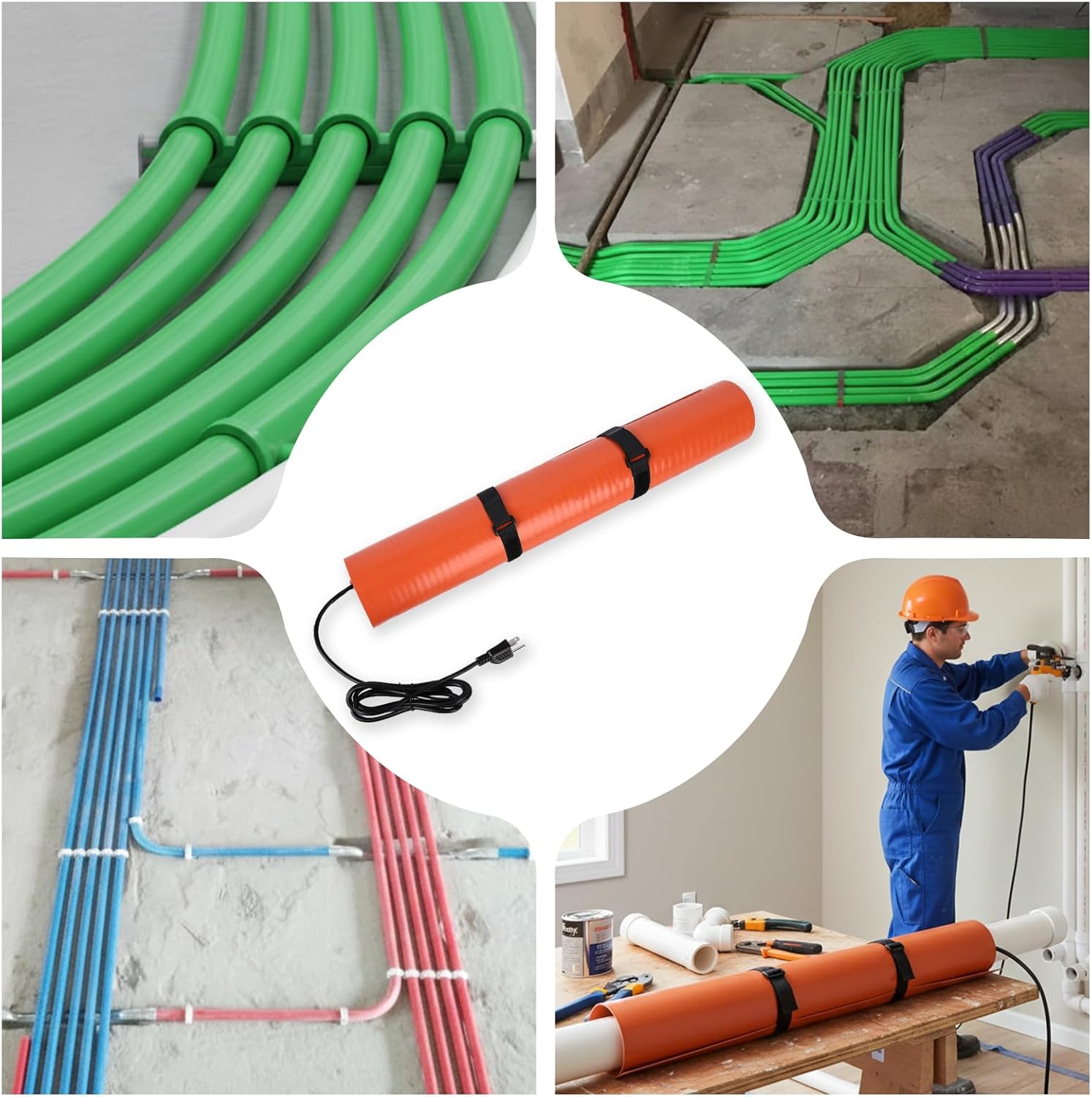 PVC Heating Blanket for Conduit Bender, Pipe Heater with Overheat Protection & Fixing Strap, Fast Heating in 3 Mins, Durable for Easy Pipe Bending 120V/200W (2" to 3")