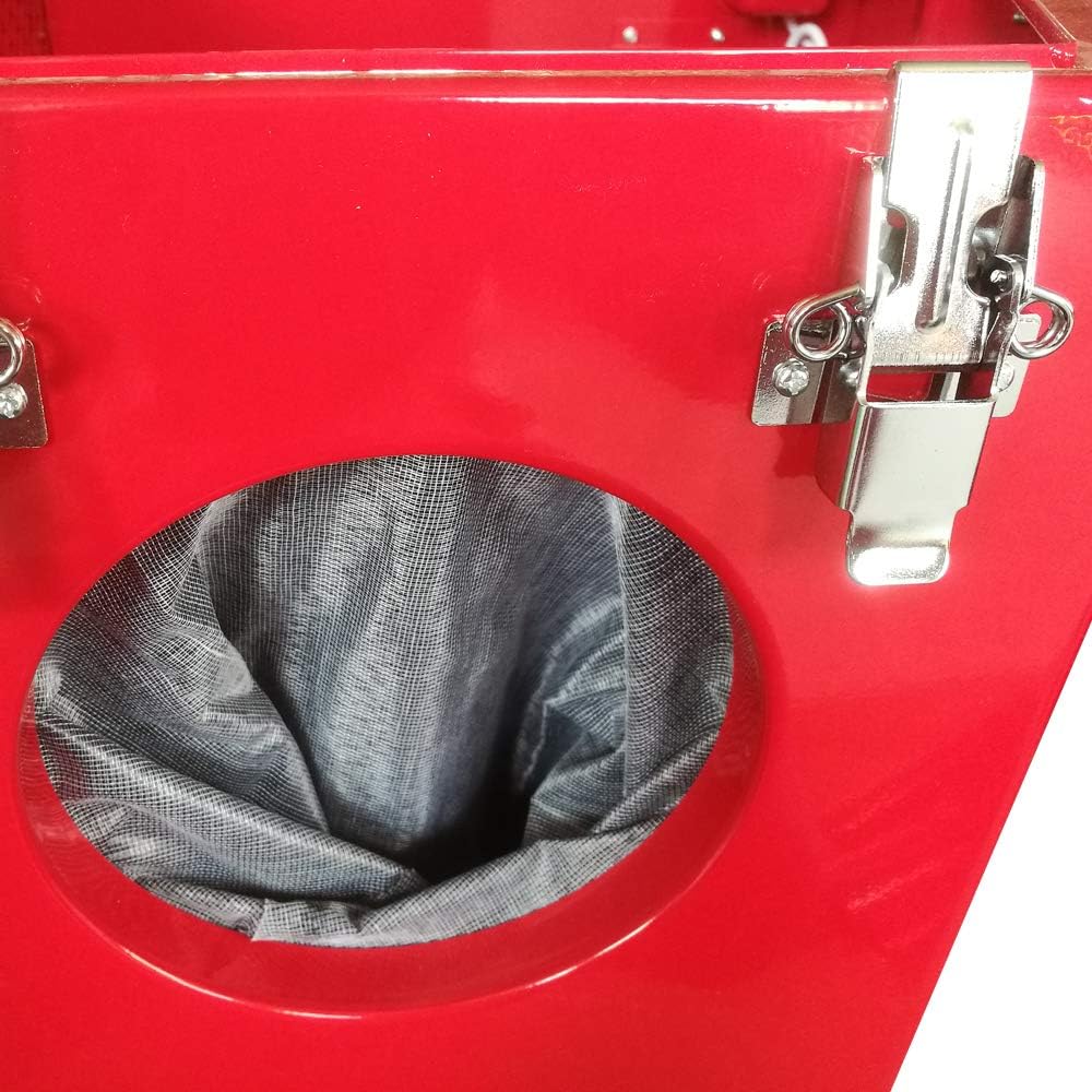25 Gallon Bench Top Sandblast Cabinet - Portable Sand Blaster with Tempered Glass Viewing Lid, Alloy Blaster Tool, 4 Ceramic Nozzles, Dust Collector, for Surface Cleaning Auto Parts Cleaning, Red