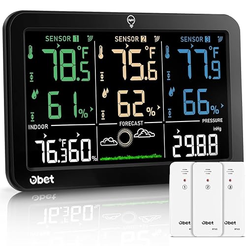 OBET Wireless Weather Station with 3 Sensors