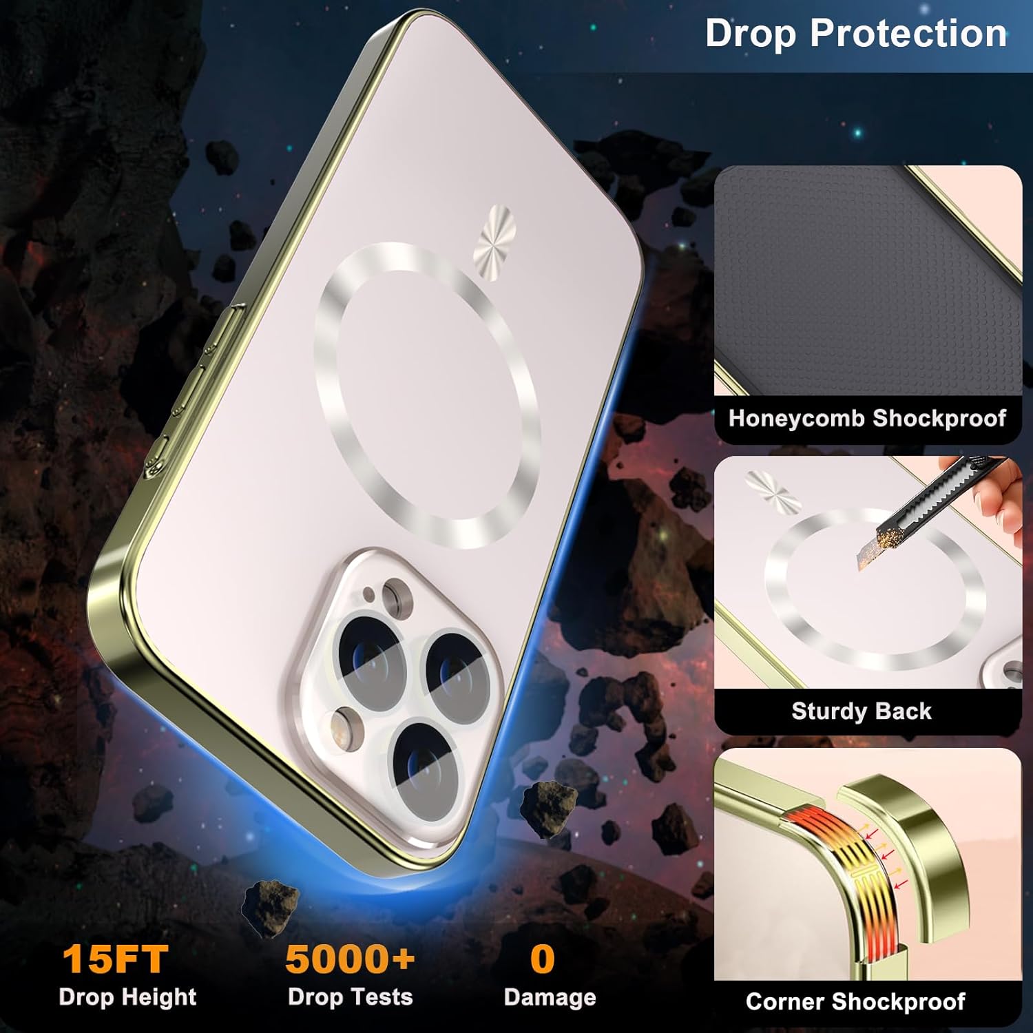 Magnetic Case for iPhone 15 Pro Max with Privacy Screen Protector and Full Camera Cover for iPhone 15 Pro Max, Sparkle Metal Glossy Luxury Color Phone Cases for 15 ProMax, No Fading-Gold - Image 6