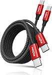 USB C to USB C Cable[10ft,2Pack],PD 60W Long Type C to C Fast Charging Cord | USBC Charger Cable for iPhone 17 Air 16 15 Plus Pro Max,MacBook iPad Pro/Air,Samsung Galaxy S26 S25 S24,Switch,PS5