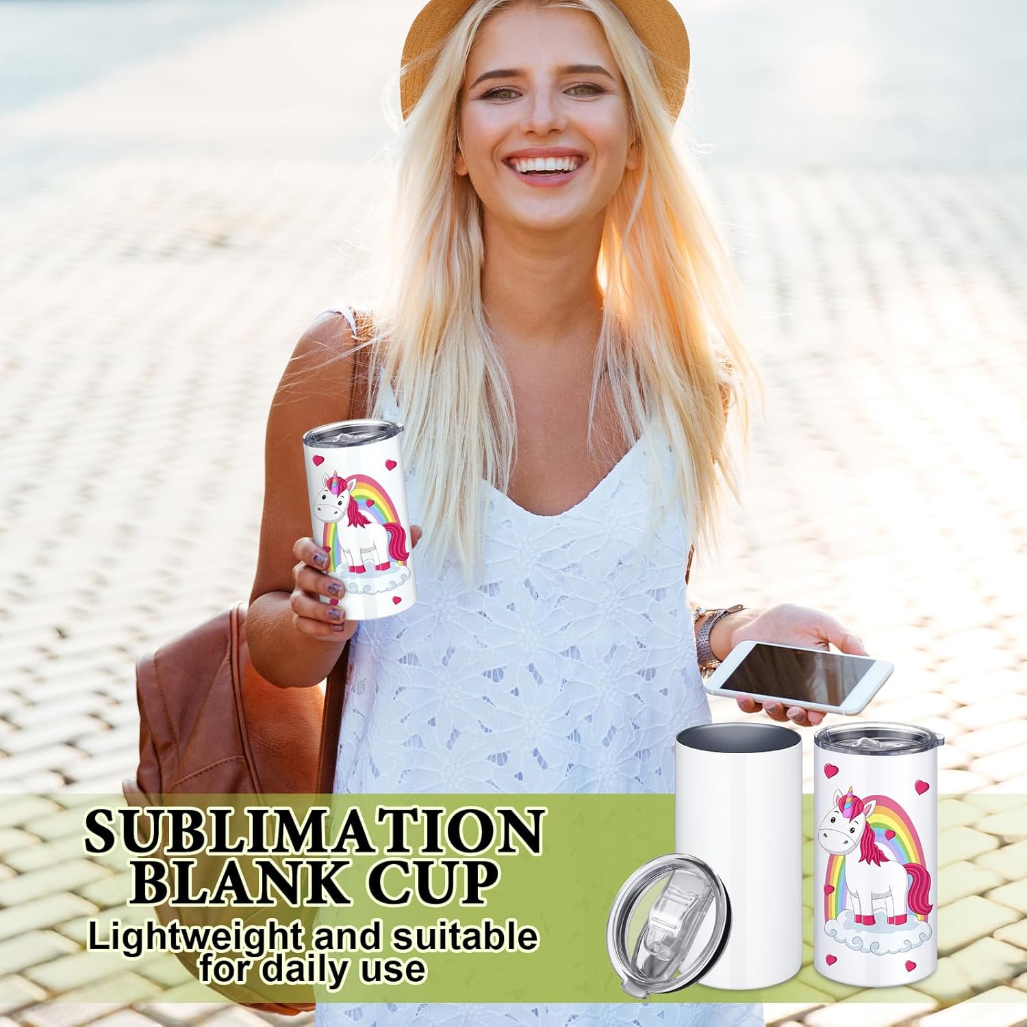 Vesici 16 Pack Sublimation Tumblers Bulk, 12 oz Blank Mugs White Stainless Steel Straight Skinny Slim Can Cooler with Lids Double Wall Vacuum Insulated Water Cups for DIY Coffee Tea Drink