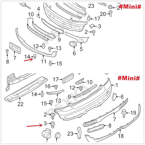 Miniatura 5 de Rexka 20 piezas de parachoques cubierta guardabarros trazador de líneas de sujeción para Honda Acura BMW Mini Cooper Countryman Cooper Paceman