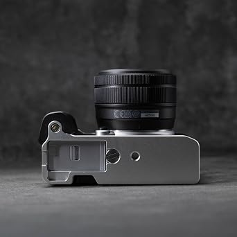 SIUTATDSH Camera Grip Compatible with Fujifilm Fuji X-M5 XM5 Camera with L-Shaped Quick Release Plate, Real Wood Handle, Tripod Mountable Ebony Plank