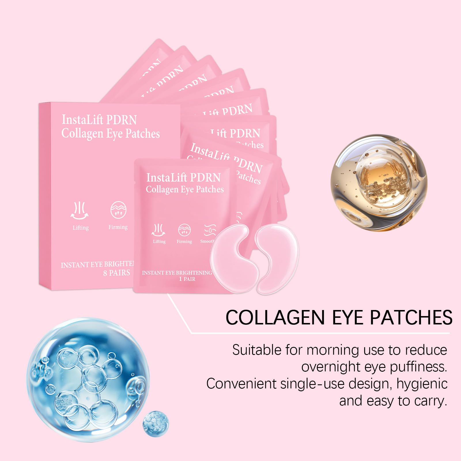 Kollagen-Augenpads gegen Augenringe und Schwellungen, Kollagen-Augenmaske für die Augenlider,Augenpads gegen Falten unter den Augen,tiefenwirksame Feuchtigkeitsmaske gegen Falten,mit Hyaluronsäure (4)