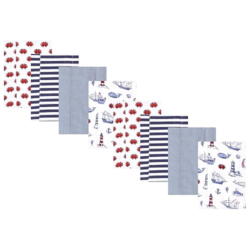 Hudson Baby Cotton Poly Flannel Burp Cloths Multipack, Lighthouse 8-Pack,
