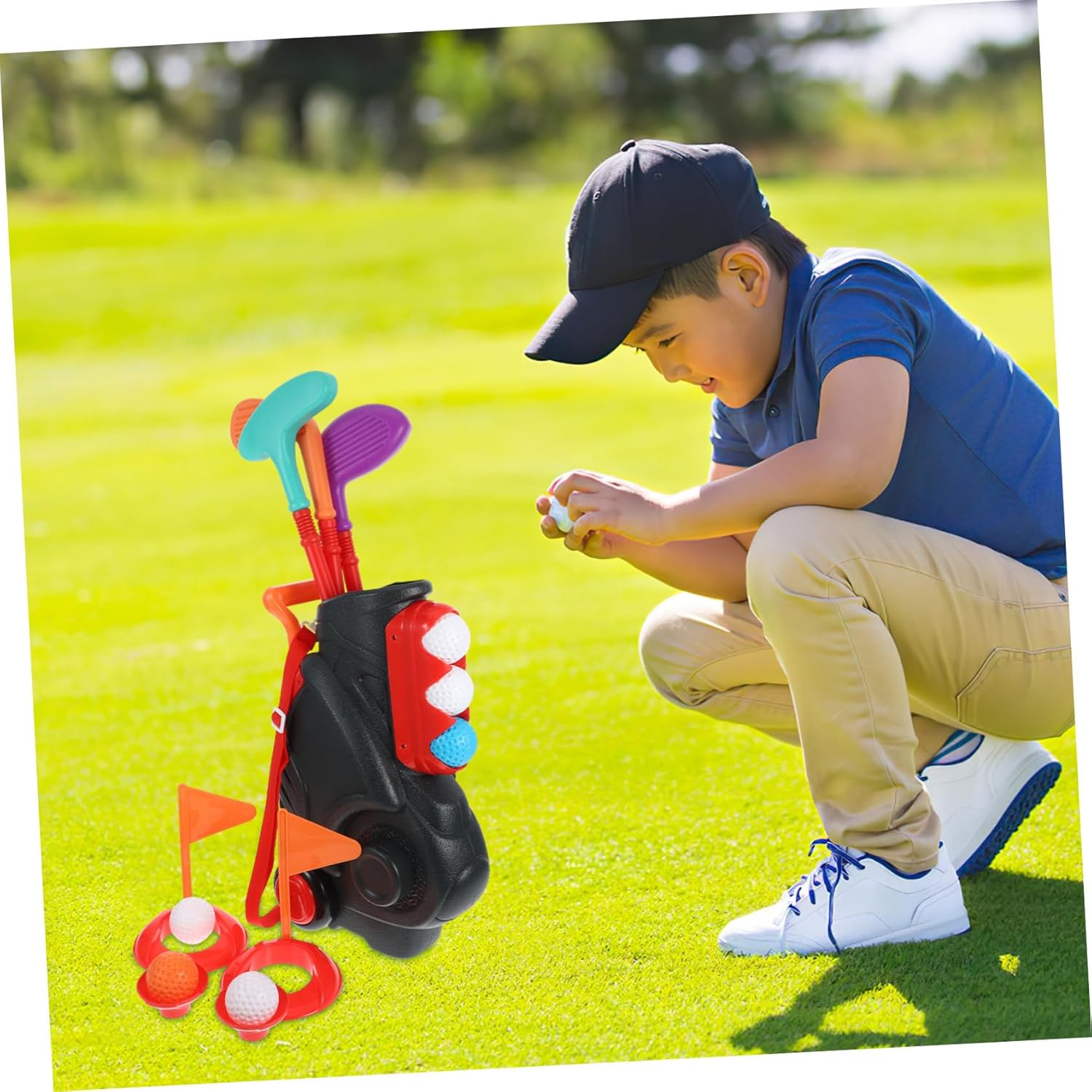 Golf Set with Carrying Suitcase Outdoor Golf for Boys and Indoor and Garden Sports Play Equipment to Develop Coordination Imagination and Patience