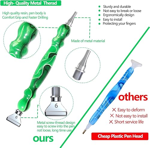Miniatura 3 de Kit de 14 piezas de puntas de rosca de tornillo de metal, herramientas y accesorios para lápiz de pintura de diamantes, un lápiz de resina de
