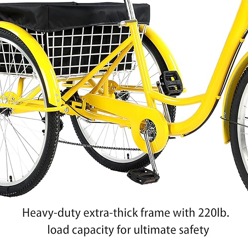 Miniatura 5 de Triciclo para adultos de 24/26 pulgadas, 7 velocidades, triciclos de montaña de 3 ruedas, bicicletas de tres ruedas con cesta y asiento de respaldo