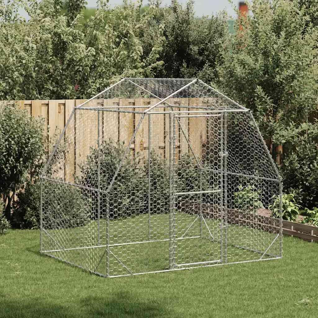 Gallinero 2,5 x 2 x 2,25 m, cercado para gallinas, marco de acero galvanizado, pajarera segura para patos y aves de corral, caño estable para gallinas