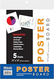 BAZIC Poster Board 11" X 14" White Poster Board Paper for School Craft Project Presentation Drawing Graphic Display (5/Pac...