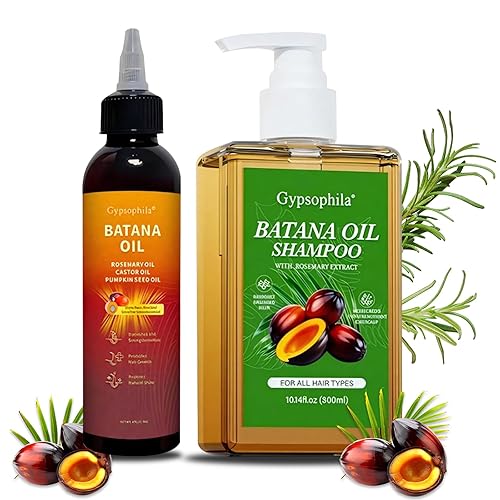 Umex Batana Oil Set para el cuidado del cabello, champú nutritivo y aceite para el cabello 4 en 1, aceites de semillas de romero, ricino y calabaza,