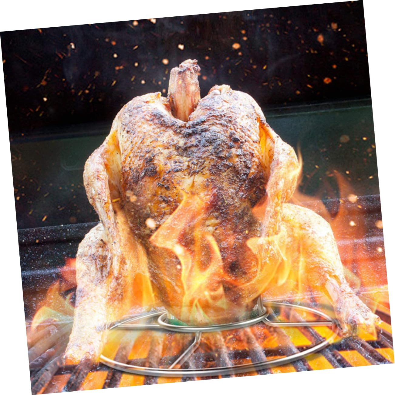 TOYANDONA 2pezzi Pollo da Esterno Supporto Rotondo per Birra Utile per Pollo Arrosto Realizzata in Acciaio Inox Lucidato Resistente alle Alte Temperature Facile da Trasportare e Riporre