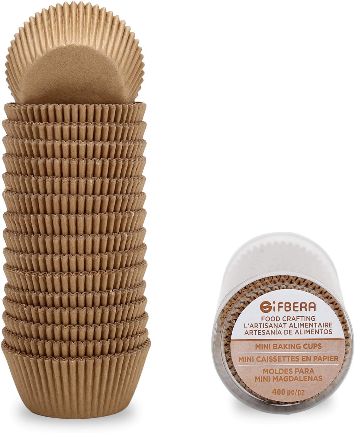 Gifbera Natural Mini Cupcake Liners Odorless Paper Baking Cups 400-Count