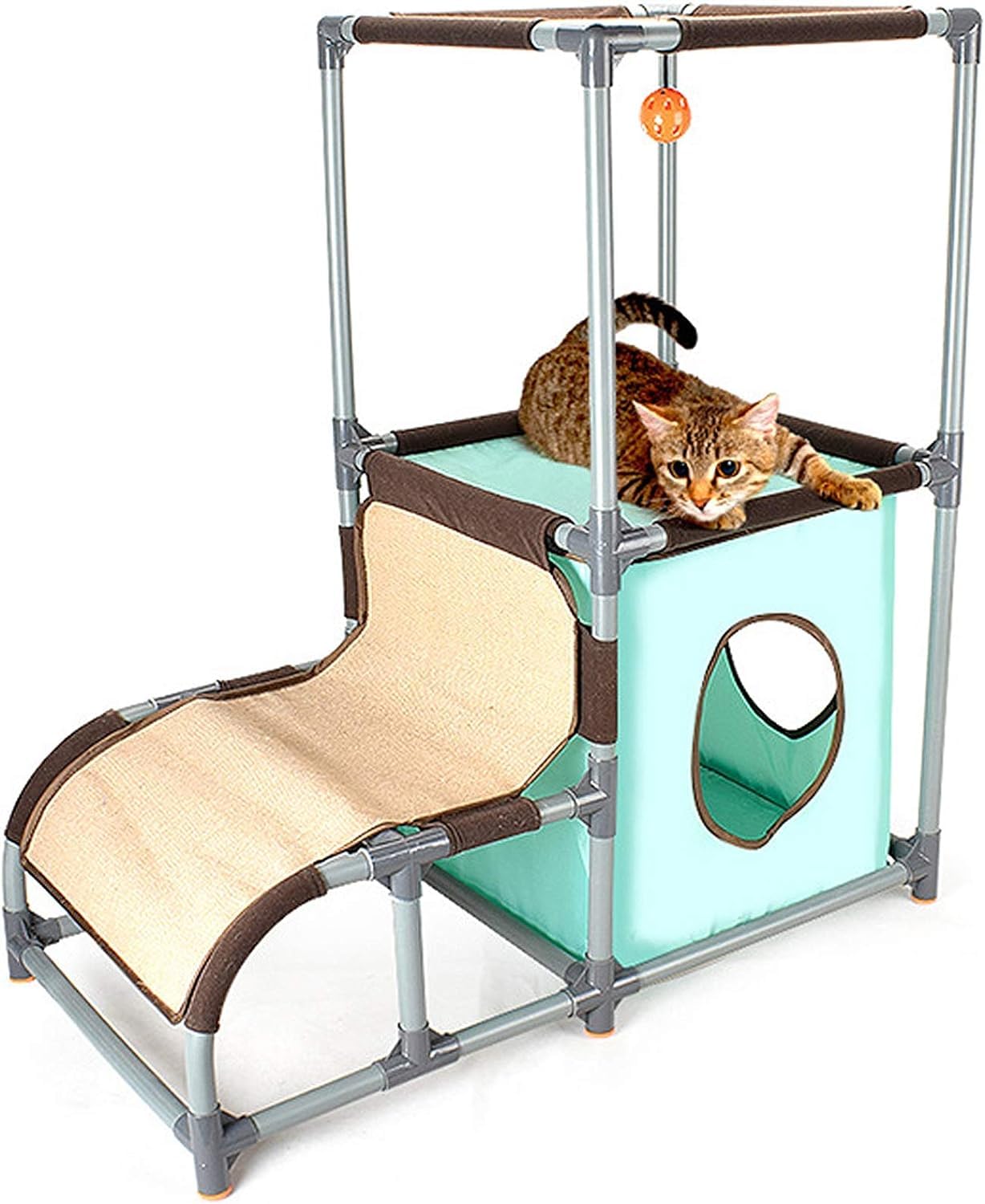 Cature Multifunctional Cat Scratching Post Condominium Furniture for Large Cats, Super Stable Cat Tower House, Combined Cat Bed with Scratching Post and Hanging Toy with Extra Thick Plastic Tube (B0CXJ33LDP) Amazon Price History, Amazon Price Tracker