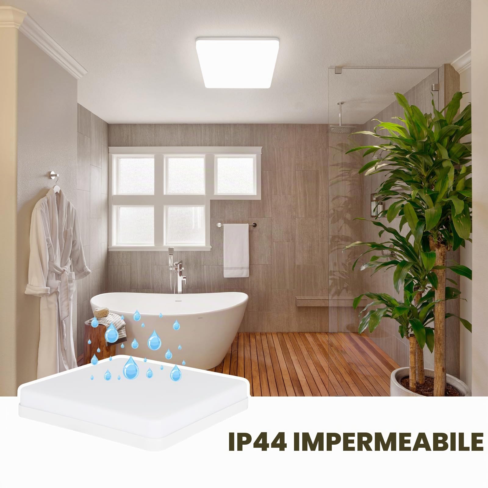 Kambo Plafoniera LED Quadrata 36W - Lampada da Soffitto Luce - Plafoniera Soffitto Bianco Neutro 4500K 3240LM - Moderno Plafoniera Bagno IP44 Cucina Soggiorno Corridoio Ufficio Cantina