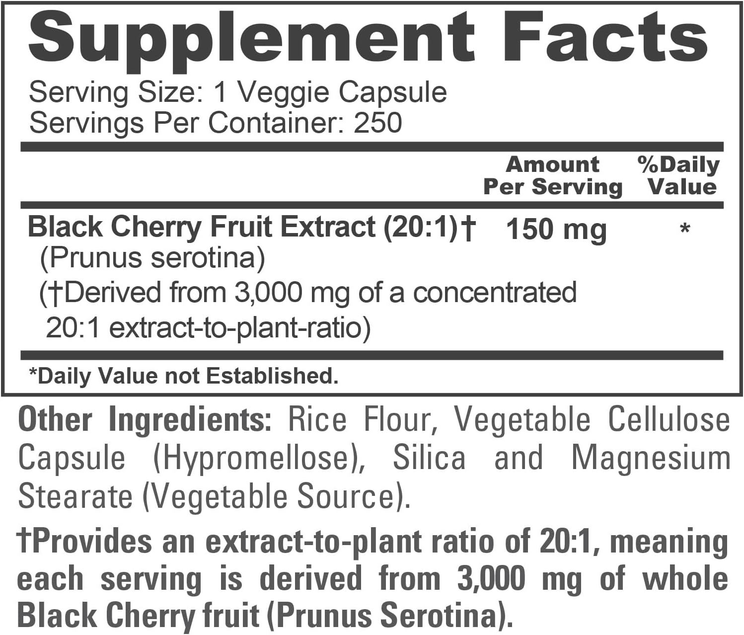 NusaPure Black Cherry Extract 20:1 - Suitable for Vegetarian/Vegan, Non - GMO - 3,000mg 250 Capsules - Image 4