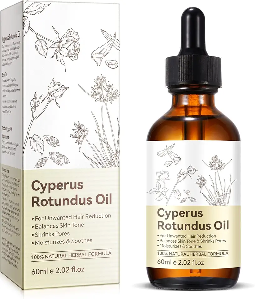 Cyperus Rotundus Oil, Natural Cyperus Rotundus Oil for Hair Removal, Reduces Unwanted Hair Growth, Moisturizes & Soothes The Skin, Reducing Body Hair Growth, Shrink Pores, Suitable for All Skin Types