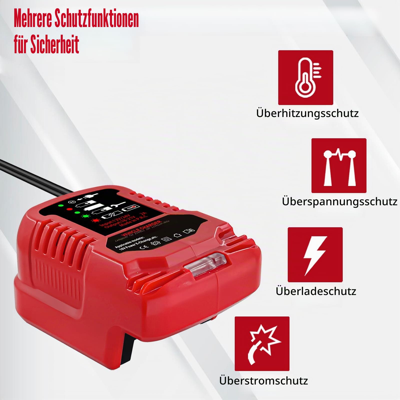 Ladegerät für Einhell 18V Power X-Change Akku, Tragbares Mini-Schnellladegerät für Einhell 18V Akku 4511396 4511437 4511437OVP PXBP-300