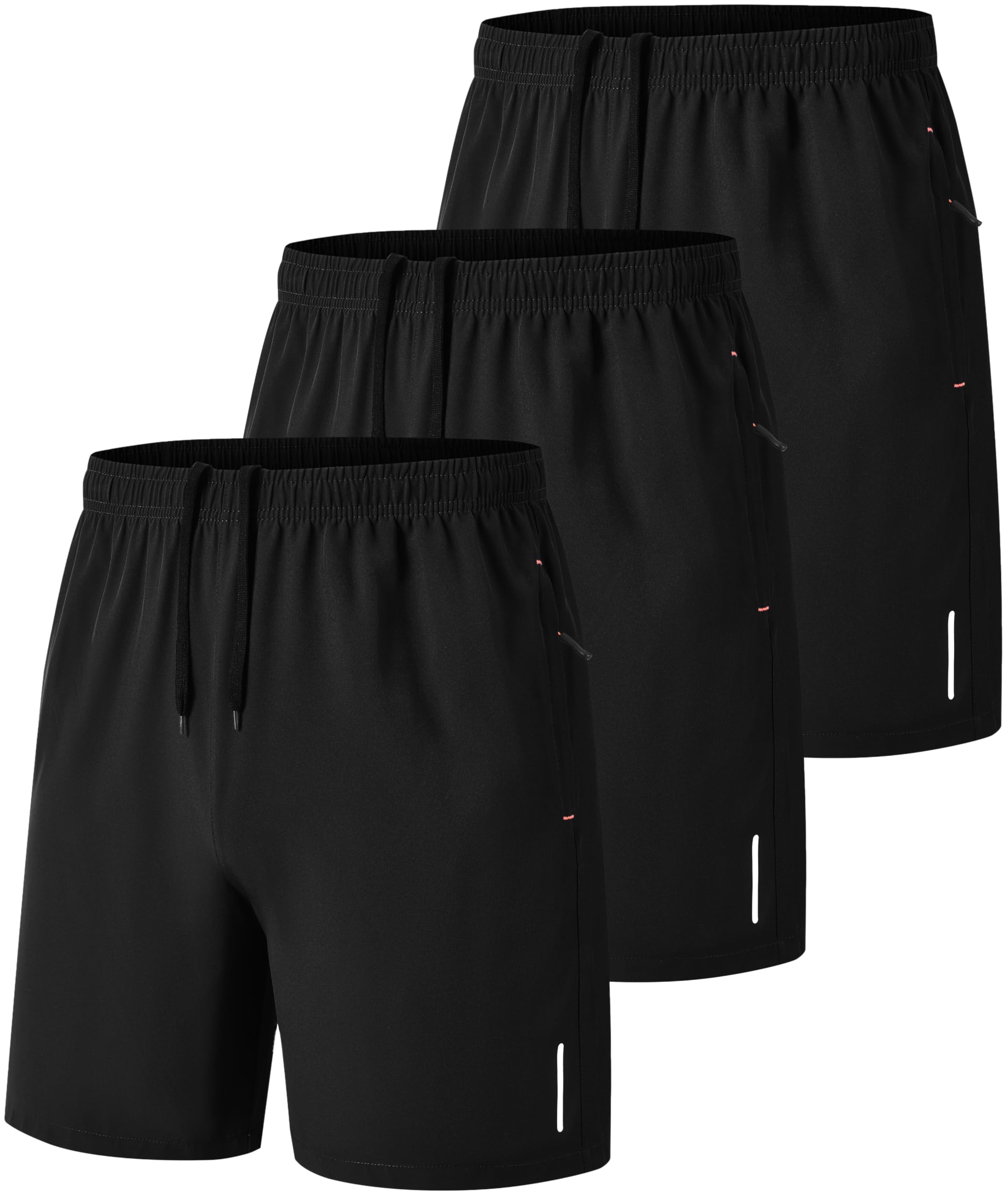 RBYEKP Mens Sport Shorts Breathable Running Gym Shorts for Men Tennis Basketball Quick Dry with Zip Pockets Black*3 XXL
