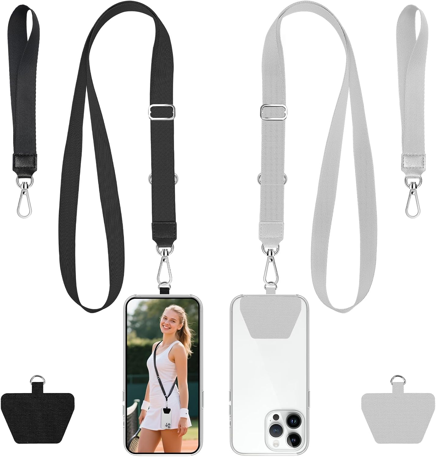 Product image of takyu Phone Lanyard, 2 Pack Crossbody Anti-Drop Neck/Wrist Strap with 2 Pcs Tether Patches, Secure Hands-Free for Most Phones