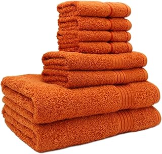 8 Piece Bathroom Set - 2 Bath Towels, 2 Hand Towels, 4 Wash Cloths - Ultra Soft Highly Absorbent Lightweight Bathroom Towels - Cotton Towels Bathroom Decor (Burnt Orange)