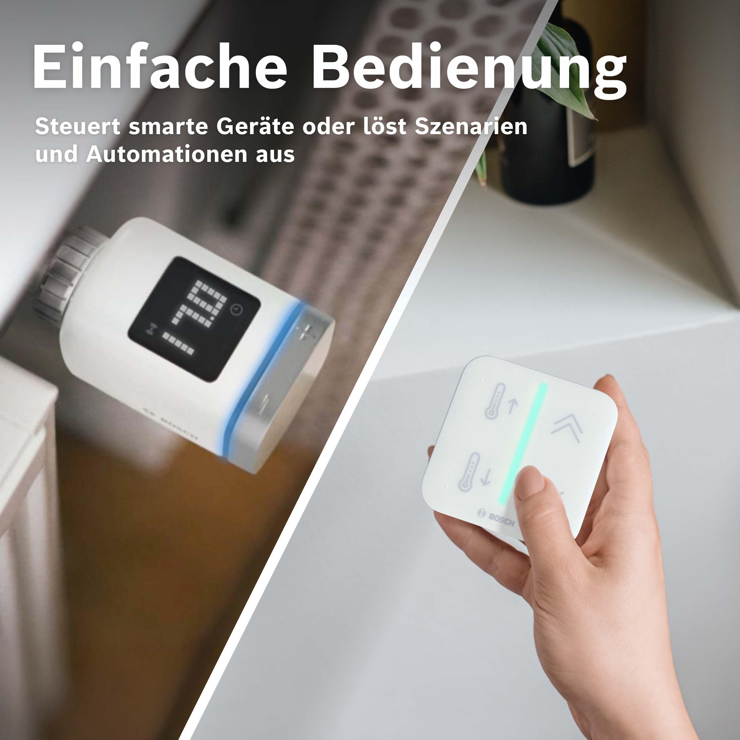 Bosch Smart Home Universalschalter II, zur einfachen Steuerung smarter Geräte, konfigurierbar für 4 belegbare Tasten, Keypad-Funktion für codegeschütztes Aktivieren und Deaktivieren des Alarmsystem