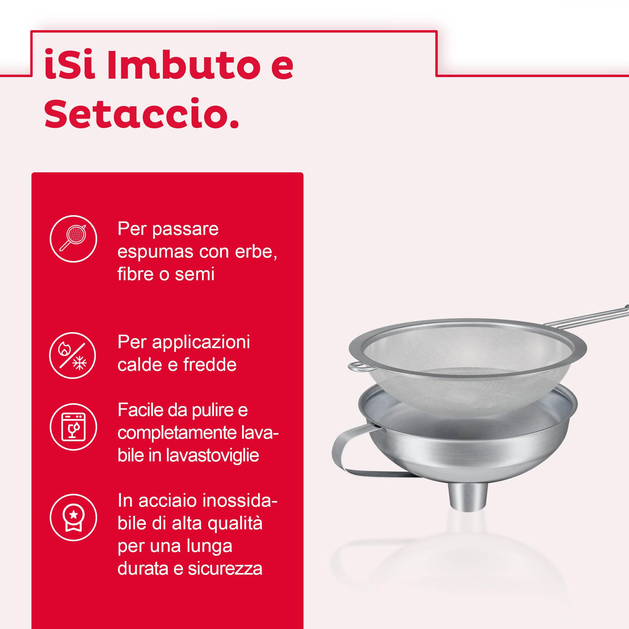 iSi Set di Accessori per sifone da Panna con 3 beccucci in Acciaio Inox + Imbuto da 750ml + setaccio + 50 Capsule per Panna - Compatibile con Gourmet Whip, Thermo Whip & Cream Profi Whip
