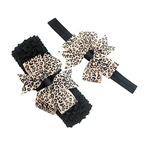 Miniatura 3 de BBTDIN Guepardo turbante diadema lazo bebé niñas leopardo banda para el pelo lazo bebé guepardo diadema Bowknot BTB04 (rosa)
