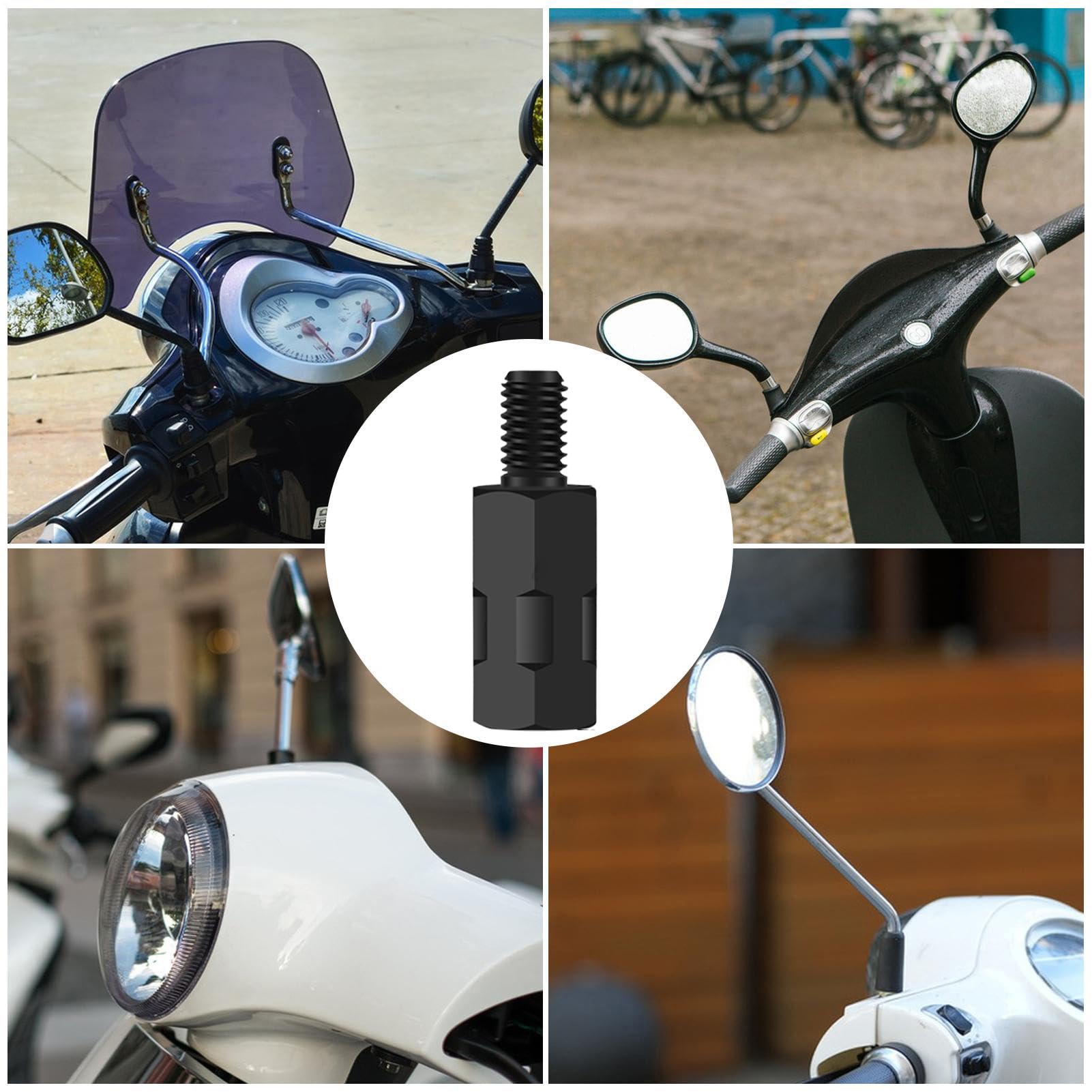 Adaptador de espejo retrovisor para moto con ajuste de altura, tornillo de ajuste de alarga, elevadores estables para adolescentes y adultos - Seguridad de conducción