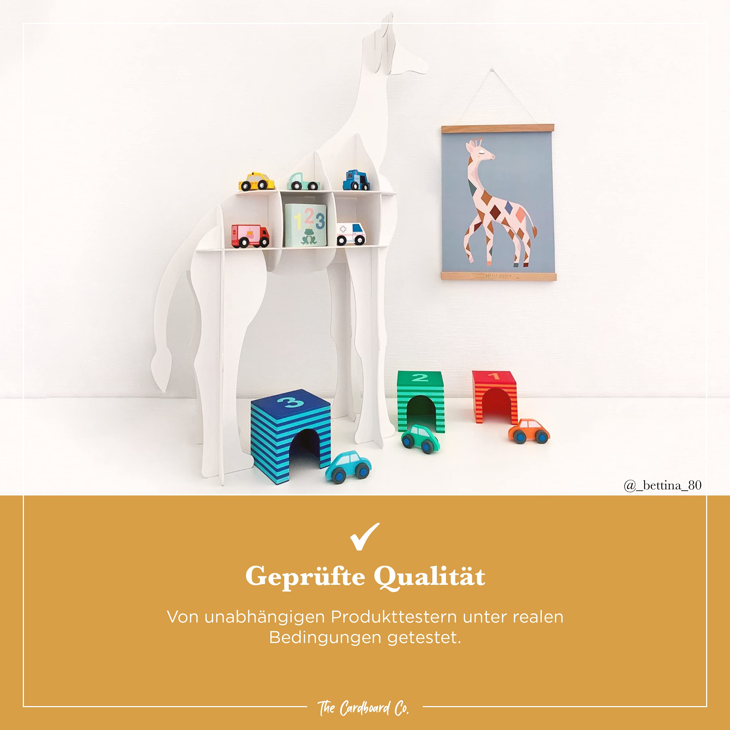 Kinder Regal Evie die Giraffe in weiß - geeignet für ca. 44 Tonies, Spielzeug oder Kinderbücher - 100% plastikfrei (Naturweiß)