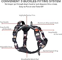 Vista 13 de Petmolico - Juego de arnés para perro sin tirones, 2 correas de sujeción con asa de fácil control, chaleco reflectante para razas pequeñas, arnés
