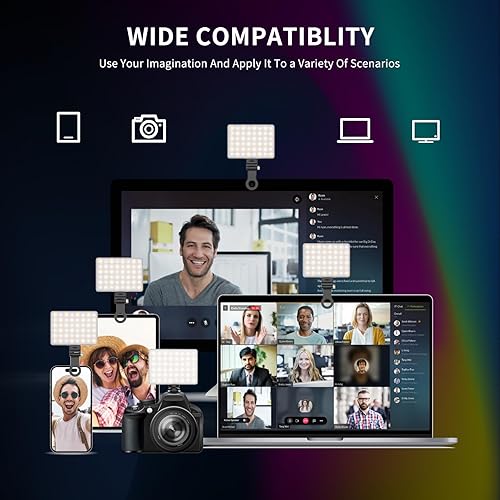 Miniatura 5 de Luces de video RGB, luz de relleno portátil de 360° a todo color para iPhone, laptop, cámara, batería de 2000 mAh, 24 efectos, CRI 95+, 2500-9000 K,