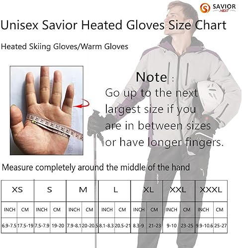 Miniatura 7 de SAVIOR HEAT Guantes térmicos para hombres y mujeres, guantes eléctricos recargables, guantes de esquí con calefacción y guantes de snowboard