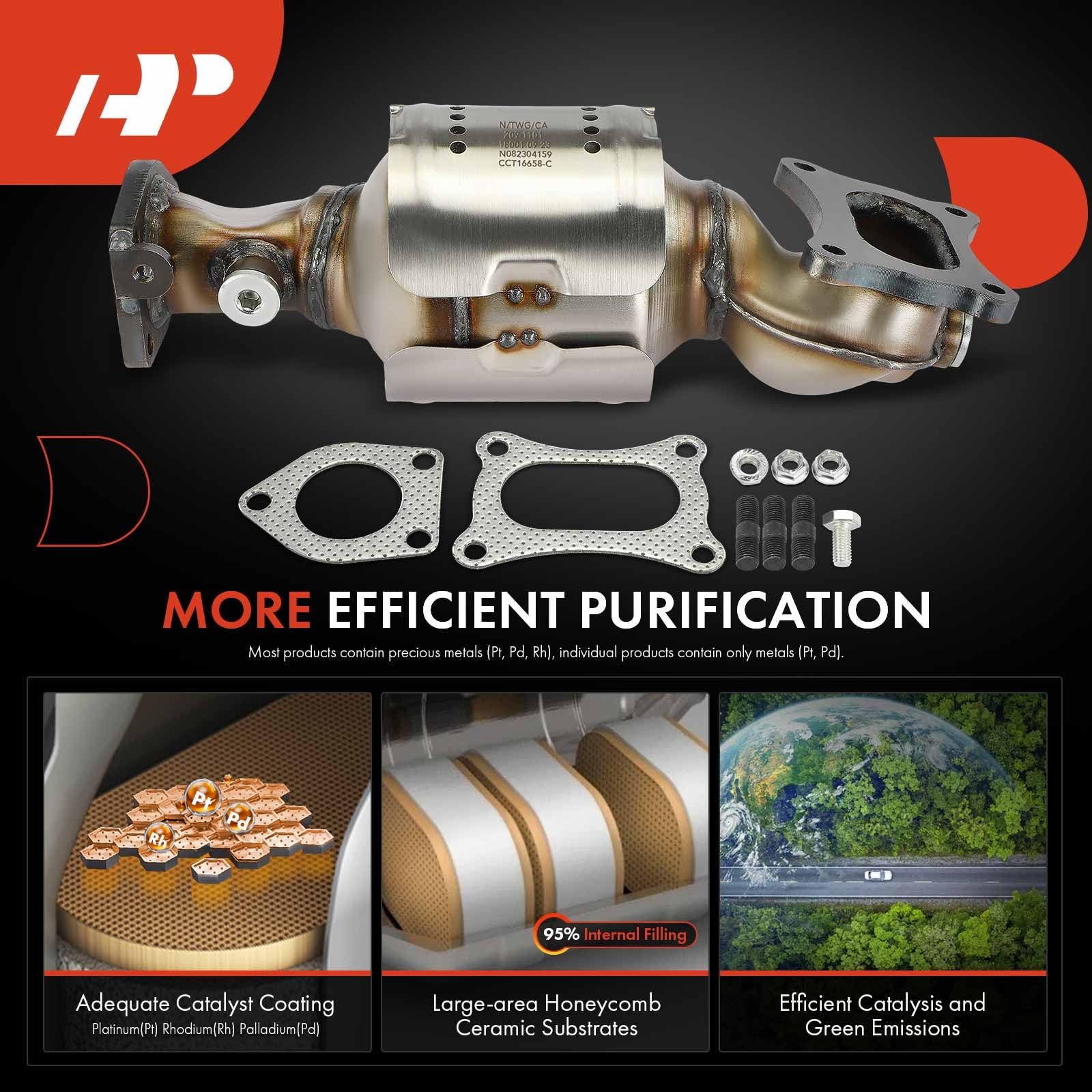 A-Premium Front Left Catalytic Converter Kit Direct-Fit Compatible with Honda Accord 2010-2017, Pilot, Odyssey, Ridgeline, Crosstour & Acura MDX, RDX, TLX, TSX, TL, ZDX, RL, 3.5L 3.7L, EPA Compliant