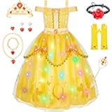 Princess Dress for Girls - Light Up Princess Costume for Toddler Dress Up, Halloween Costumes for Girl 3-10 Years Old
