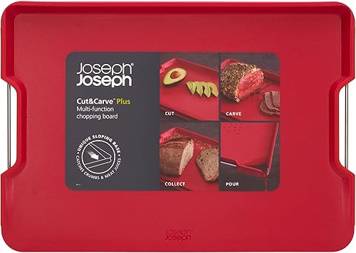 Miniatura 5 de Joseph Joseph 60207 Cut&Carve Plus - Tabla de cortar multifunción, grande, color rojo