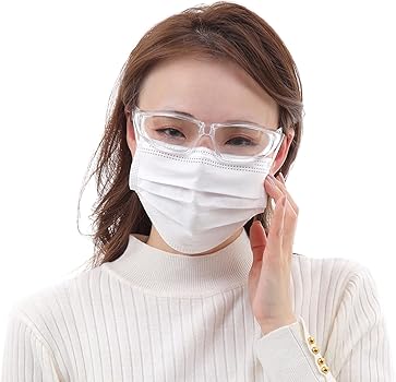 Amazon.co.jp: 花粉症 メガネ 飛沫防止 保護メガネ 男女兼用 くもり