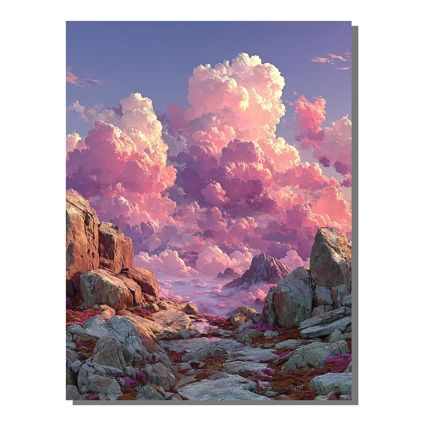 Landschaft Berg Malen Nach Zahlen Erwachsene, Paint by Numbers Adult Anfänger Set, Heimwerk Malen Nach Zahlen Kinder Mit Rahmen, 3 Pinsel und 36 Acrylfarbe Als für Deko Wohnzimmer 60 x 80 cm BJHDK250