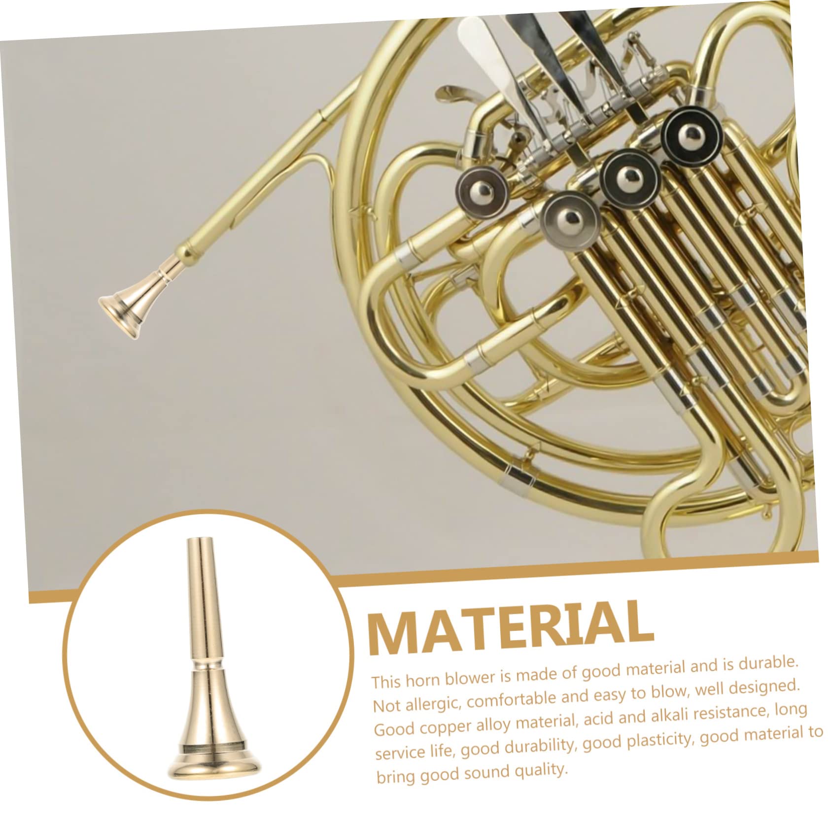 Toddmomy Brass French Horn Mouthpiece Gold Finish Replacement Instrument Tool for Beginners