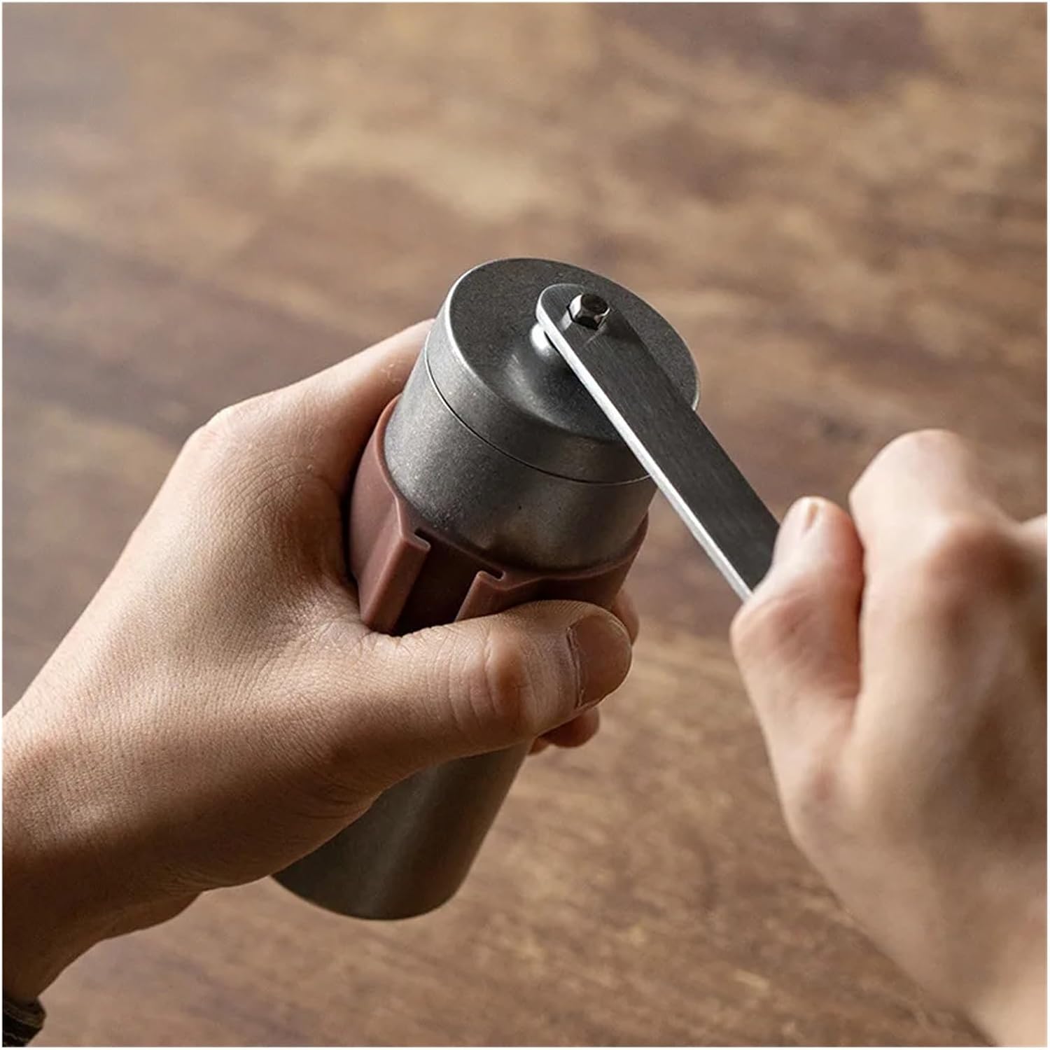 Manual Coffee Grinder, Stainless Steel Burr Mill, Portable & Easy Clean Maker(Aged color)
