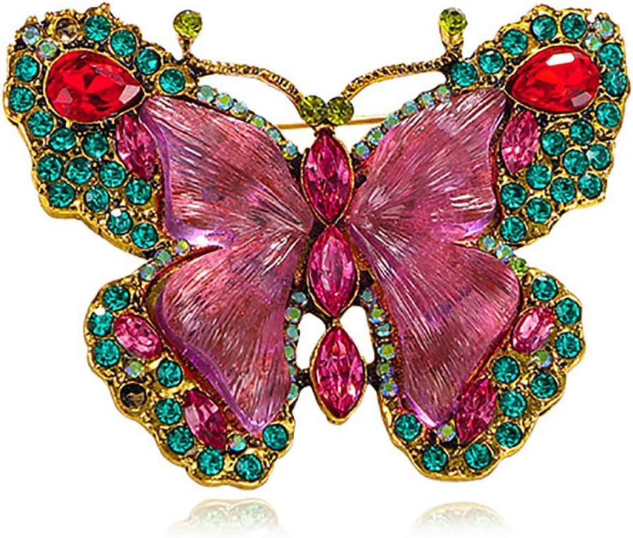 Vintage Crystal Butterfly Brooch for Women,Elegant Rhinestone Insect Lapel Pin for Coats,Dresses Scarves