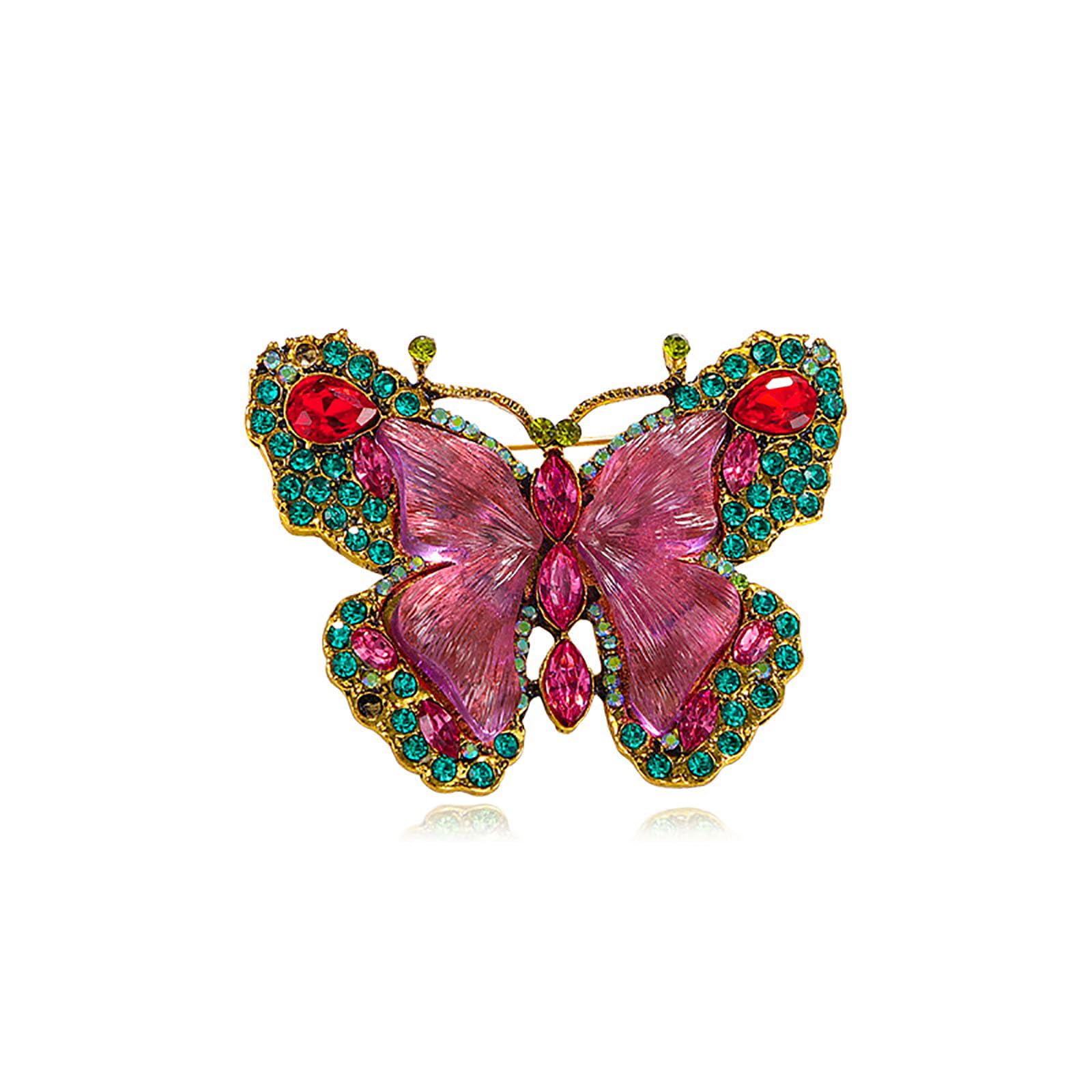Vintage Crystal Butterfly Brooch for Women,Elegant Rhinestone Insect Lapel Pin for Coats,Dresses Scarves