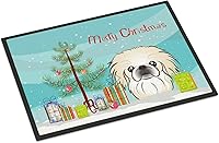 Vista 133 de Caroline's Treasures BB1449JMAT - Tapete de bienvenida de carlino negro, 24 x 36 pulgadas, tapete azul para puerta delantera, para interiores