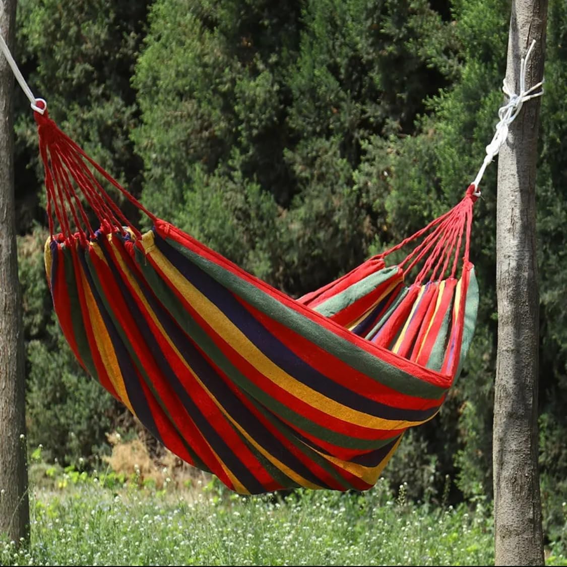 Brazilian Double Cotton Hammock! 2 Free Carabiners Included! Soft, Breathable, and Easy to Carry! Relax by The Water, at The Park, or in Your Backyard! Indoors or Outdoors! Large Size!