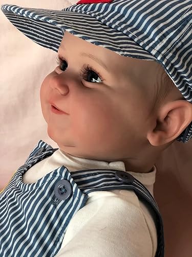 Miniatura 7 de iCradle Big Boy Reborn Baby Dolls realista de 24 pulgadas hecho a mano Reborn bebé recién nacido de la vida real, muñeca de arte coleccionable para