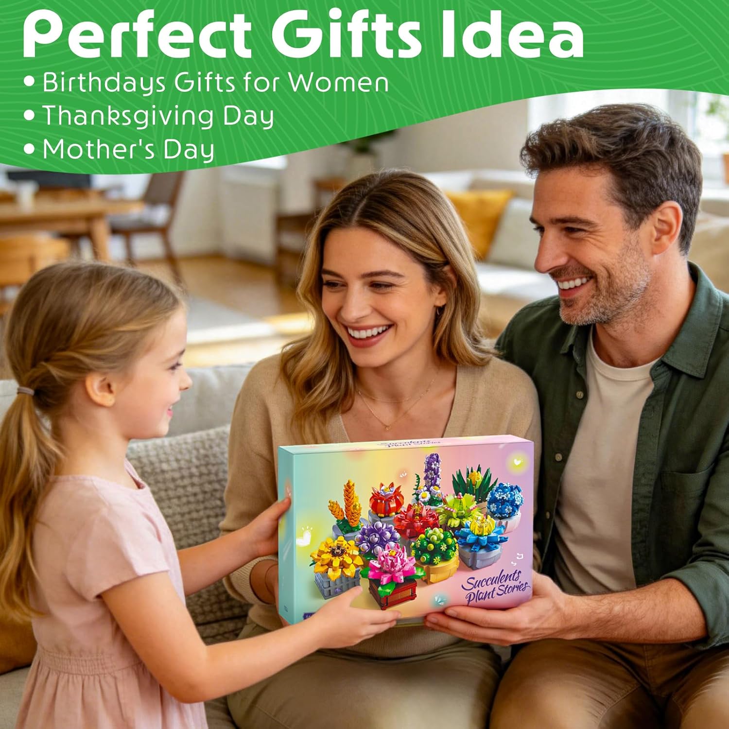 12 Succulents Building Set for Adults & Kids 10+ – Botanical Collection Artificial Plants with Pots, Easter Birthday for Women, Home Office Decor, Relaxing DIY Kit(1174 PCS)